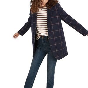 Madewell Larsen Blazer In Windowpane Wool Blend Size 1X